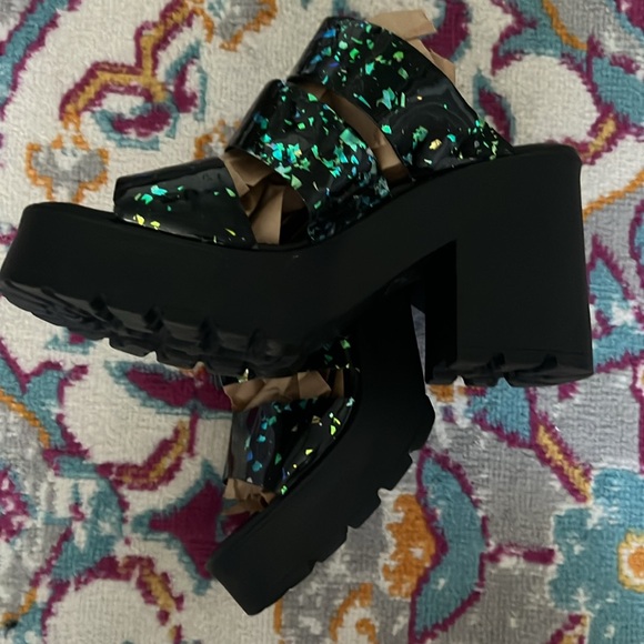 Miista Made In Spain Speckle Black Glitter
Iridescent Platform Sandals-Size 39 - Picture 5 of 14